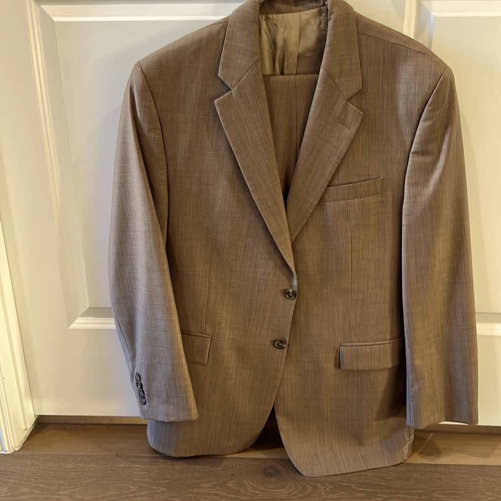 Ralph Lauren Dark Tan two button suit.  44R top with suit slacks 35x32.